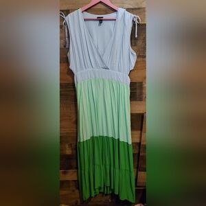 Scoop Colorblock Tiered Maxi Dress Size 22 Babydoll Flowy Cruise Festival Beachy